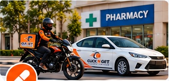 Pharmacy delivery by motorcycle and sedan
